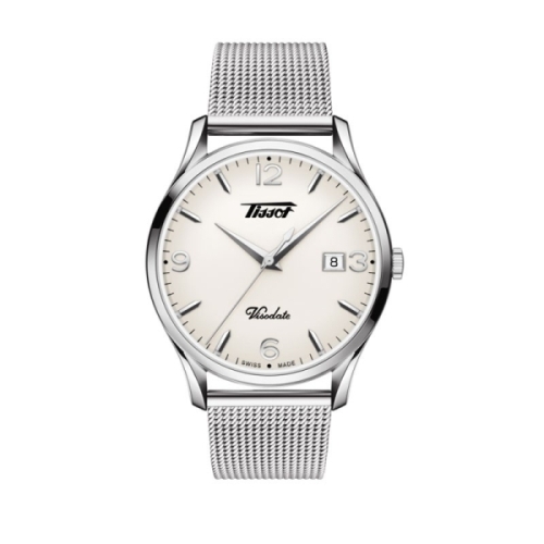 Tissot  Heritage Visodate - T118.410.11.277.00 Reloj en caja de acero de 40mm con mecanismo de cuarzo, esfera de color plateado 