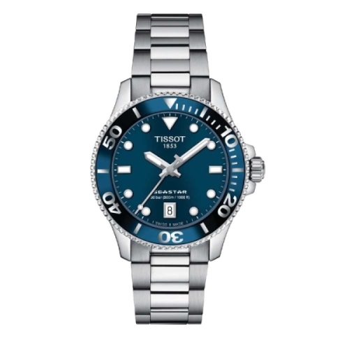 Tissot Seastar 1000 36mm - T120.210.11.041.00 Reloj de mujer en caja de acero de 36mm con bisel giratorio unidireccional y movim