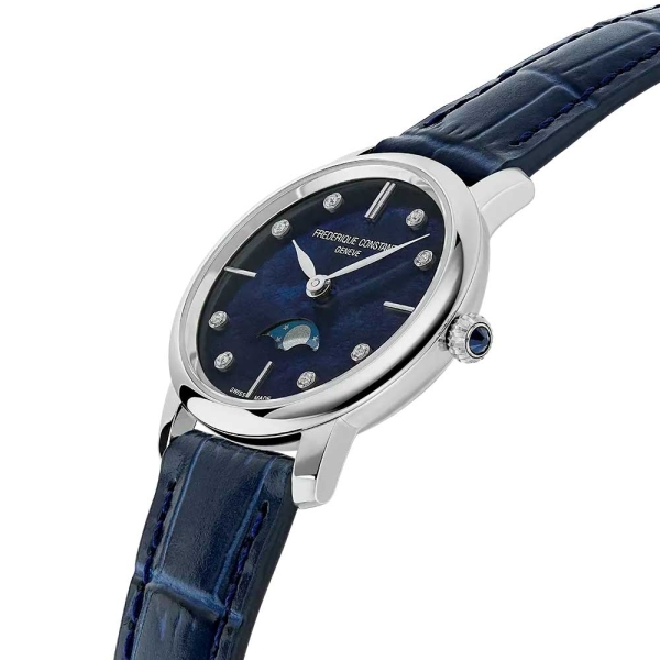 Frederique Constant Classic Slimline Ladies Moonphase - FC-206MPND1S6 Reloj en caja de acero de 30 mm de diámetro, mecanismo de 