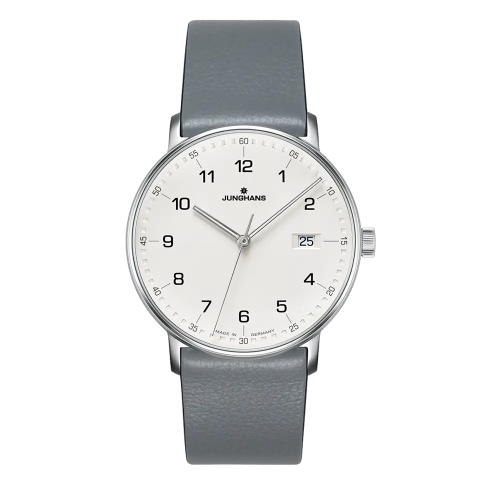 Junghans FORM Quartz - 41/4885.00 Reloj en caja de acero de 39mm, mecanismo de cuarzo, esfera plateada mate con calendario y bra