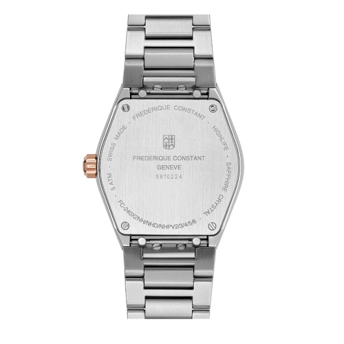 Frederique Constant Highlife Ladies Quartz- FC-240CD2NH2B Reloj en caja de acero bicolor cepillado y pulido de 31 mm de diámetro