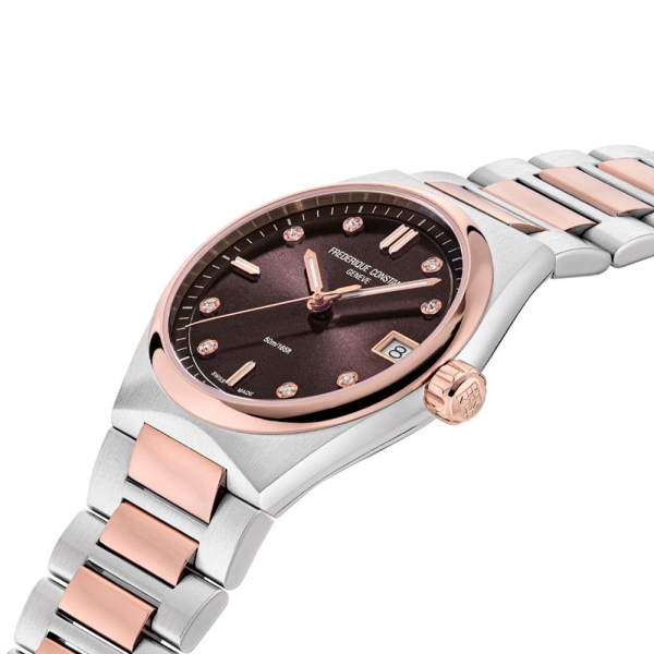 Frederique Constant Highlife Ladies Quartz- FC-240CD2NH2B Reloj en caja de acero bicolor cepillado y pulido de 31 mm de diámetro