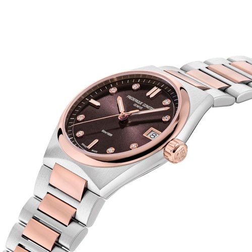 Frederique Constant Highlife Ladies Quartz- FC-240CD2NH2B Reloj en caja de acero bicolor cepillado y pulido de 31 mm de diámetro