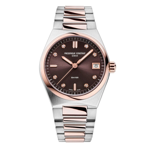 Frederique Constant Highlife Ladies Quartz- FC-240CD2NH2B Reloj en caja de acero bicolor cepillado y pulido de 31 mm de diámetro