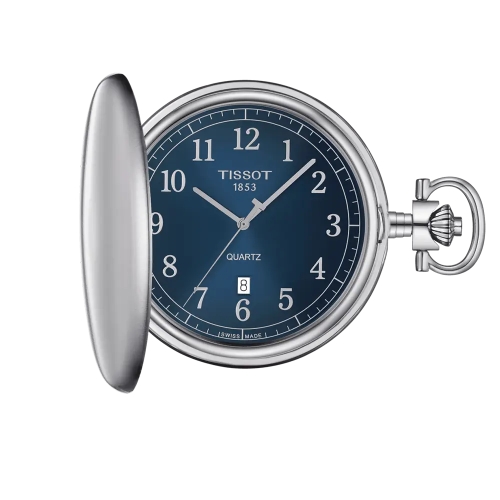 Tissot  Savonnette - T862.410.19.042.00 Reloj de bolsillo en caja de acero de 48.5mm con mecanismo de cuarzo y esfera de color a