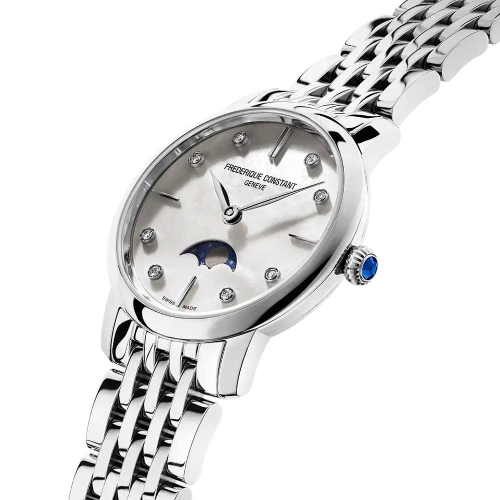 Frederique Constant Slimline Ladies Moonphase - FC-206MPWD1S6B Reloj en caja de acero de 30 mm de diámetro y 7,65 mm de alto, co