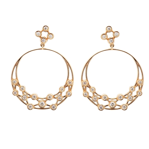 Pendientes de oro blanco con brillantes en forma de luna Pendientes en oro amarillo con forma de luna, decorados con 34 brillant