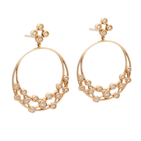 Pendientes de oro blanco con brillantes en forma de luna Pendientes en oro amarillo con forma de luna, decorados con 34 brillant