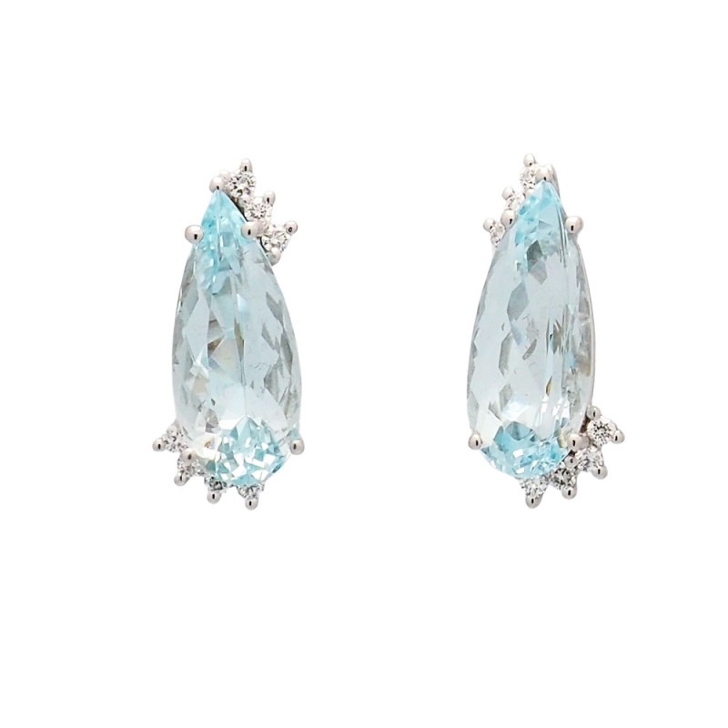 Pendientes de oro blanco aguamarinas/lagrima Pendientes en oro blanco con 2 espectaculares aguamarinas en talla lágrima (8.41 ct