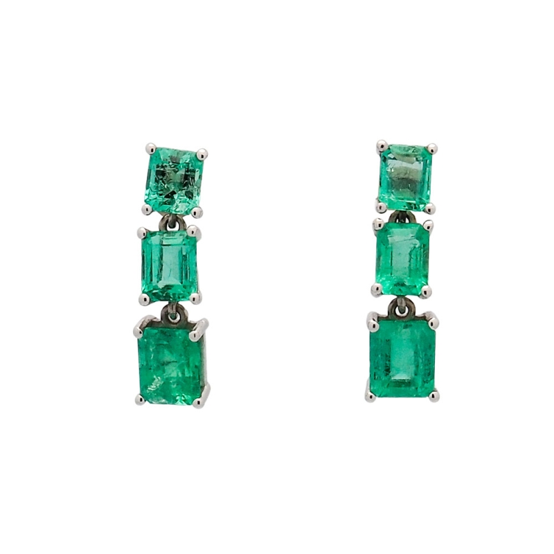 Pendientes de oro blanco con esmeraldas Pendientes de oro blanco con esmeraldas ( 6 esmeraldas 2,45ct )