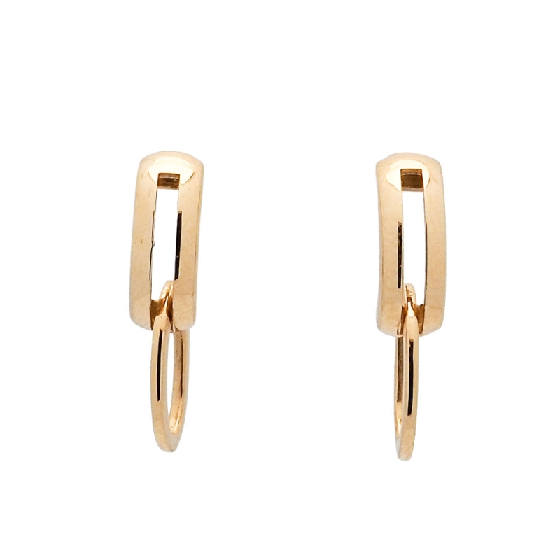 Pendientes de oro amarillo anilla Pendientes de oro amarillo medio aro con anilla colgante, diseño moderno y versátil que combin