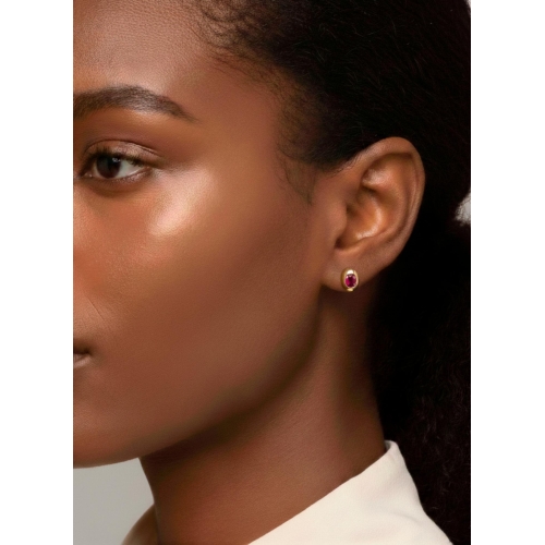 Pendientes de oro amarillo con 2 Rubíes 0,27C Colección DIVINA Pendientes tipo botón elaborados en oro amarillo pulido, con un d